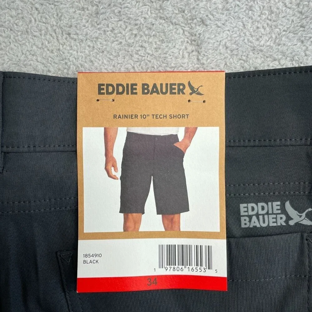 NEW Eddie Bauer Men's Size 34 Rainier 10" Tech Shorts Black Cargo Outdoor - Picture 6 of 7